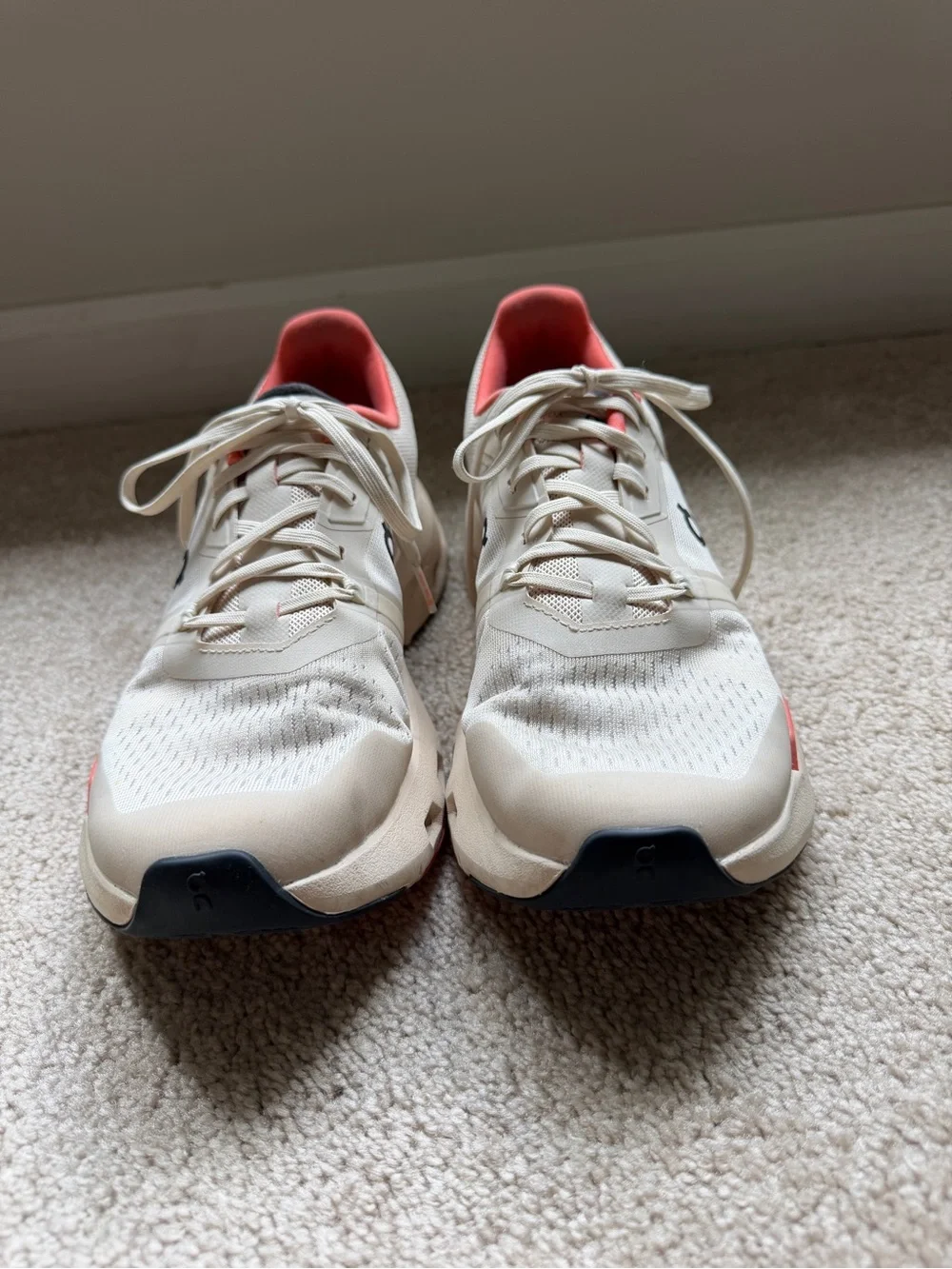 On Cloudwomen Athletic Shoes in Cream with Coral Accents